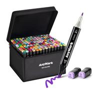 AnyMark Feutres Alcool 168 Couleurs, Marqueurs Pointe Biseau & Fine | Feutres Double Pointe, Couleurs Vives, Idéal pour le Dessin & Coloriage, Corps Noir