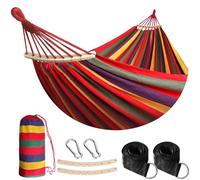 ANYOO Hamac de Jardin en Coton avec Barre Amovible et Sangles Arbres | Confortable, Portable, Robuste, Respirant, Léger, avec Sac de Transport, pour Extérieur/Intérieur Terrasse Balcon Camping
