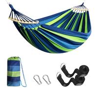 ANYOO Hamac de Jardin en Coton avec Barre Amovible et Sangles Arbres | Confortable, Portable, Robuste, Respirant, Léger, avec Sac de Transport, pour Extérieur/Intérieur Terrasse Balcon Camping