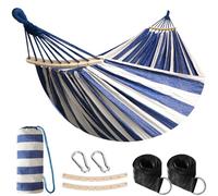 ANYOO Hamac de Jardin en Coton avec Barre Amovible et Sangles Arbres | Confortable, Portable, Robuste, Respirant, Léger, avec Sac de Transport, pour Extérieur/Intérieur Terrasse Balcon Camping