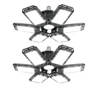 ANYPOWK Lumière de garage LED - 15000 lumens 6500K lumière du jour 150W, Six Feuille lampes de plafond LED pour garage - Lot de 2