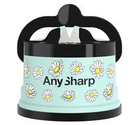 AnySharp Aiguiseur de Couteaux, Sécurité Mains Libres, Ventouse PowerGrip, Aiguise en Toute Sécurité Tous les Couteaux de Cuisine, Idéal pour l'Acier Trempé & Dentelé, Marguerites