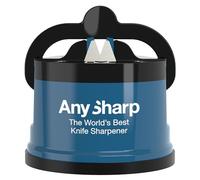AnySharp Aiguiseur de Couteaux, Sécurité Mains Libres, Ventouse PowerGrip, Aiguise en Toute Sécurité Tous les Couteaux de Cuisine, Idéal pour l'Acier Trempé & Dentelé | Le Meilleur au Monde | Bleu
