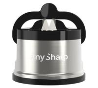 AnySharp Pro Aiguiseur de Couteaux (Métal) avec Ventouse, Métal brossé