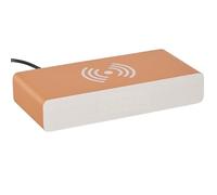 Anytime 40-2H-103 Réveil numérique LED Chargeur à Induction Bois Beige et Orange Abricot H3 x 7,6 x 16 cm