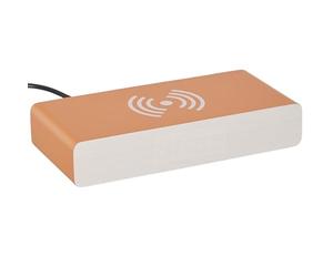 Anytime 40-2H-103 Réveil numérique LED Chargeur à Induction Bois Beige et Orange Abricot H3 x 7,6 x 16 cm