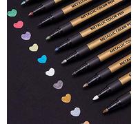 ANYUKE Lot de 10 Marqueurs Permanents à Encre Métallique, 10 Couleurs, Feutres Indélébiles pour Albums Photo, Livre d’Or, Scrapbooking et DIY, pour Pierre, Céramique, Verre, Bois