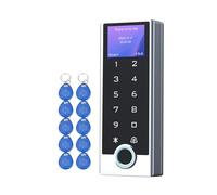 AOAMZ Contrôle d’Accès à Empreinte Digitale pour Porte et Portail, Clavier à Code RFID 125kHz + 10 Badges ID, Écran LCD, IP68 Métal, WG26/WG34, PIN + Badge, DC 12-24V, Appartement Bureau Boutique T15