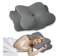 Aoceki Oreiller Ergonomique Cervical Oreiller Memoire Forme pour la Nuque,pour Dormir sur Le côté,Le Dos et Le Ventre(Gris foncé Papillon)