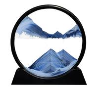 Aoderun Sablier Decoratif 20cm Sablier 3d Art Dynamique Peinture de Sable Qui Coule Rond Cadre Sable Mouvant Deco Bureau Salon Maison (Nouveau Bleu,28cm)