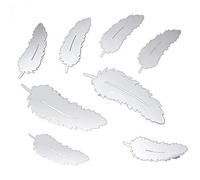 Aofocy Premium 8 PCS Plume Miroir Miroir Stickers Muraux Acrylique DIY Sticker Mural Décoration de La Maison Argent