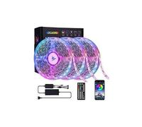 Aoguerbe ruban led,15m 5050 rgb bande led,contrôlé par app du smartphone, synchroniser avec rythme de musique,bande led lumineuse led ruban kit pour