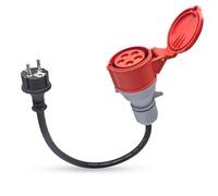 AOJO Schuko vers Adaptateur CEE 16 A, Schuko a Connecteur CEE Attelage 5 Broches 16A, 230V, Protection IP44 (S14542)