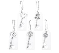 Aokbean 50pcs Style Mélangé Cru Squelette Ouvre-Bouteille Cadeau de Mariage Faveurs Ensemble avec Merci Étiquettes et Porte-Clés (Ancien Argent)