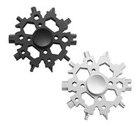 Aokelily 23-in-1 Flocon de neige Multitool locon en acier inoxydable Ouvre-bouteille Tournevis Kit, Gadgets portables pour les hommes Outdoor Voyage Camping (Noir + Argent)