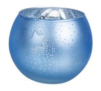 AOKWAWALIY Bougeoir en verre Décorations de Noël Bougeoir bleu Bougeoir rond Photophore romantique en verre Bougeoir de mariage Société de table Brûleur d'encens