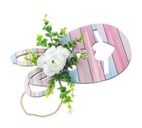 AOKWAWALIY Liste de lapins - Décoration de porte de ferme - Mur de Pâques - Couronnes de Pâques - Joyeux signe de Pâques - Plaque de porche - Couronne en bois - Porte de Pâques - Lapin en bois