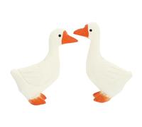AOKWAWALIY Lot de 2 Figurines d'oie Blanche en Bois d'oie Blanche - Statue d'oie en Bois - Figurine en Forme de Cygne en résine - Décoration de Pot de Fleurs - Figurine d'animal de Collection - Mini