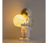 AoLa Lampe De Chevet LED À Intensité Variable avec Interrupteur Filaire Astronaute Lune Lampe De Table Impression 3D Lune Petite Lampe 3000K/4000K/6000K Chambre À Coucher Décoration Lampe Bureau pour