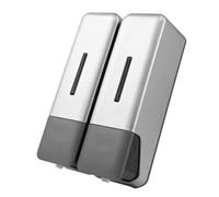 Aolidsive Distributeur de Savon de Douche à 2 Chambres fixé au Mur pour Salle de Bain, Hôtel, capacité de 250 ML, Matériau ABS Robuste, Idéal pour Un Usage Familial et Commercial (Silver)