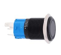Aolidsive Interrupteur à Bouton-poussoir Métallique Auto-verrouillant | Éléments de contrôle industriels, 220 V AC, boîtier scellé IP65, acier inoxydable noir oxydé, modification du tableau de