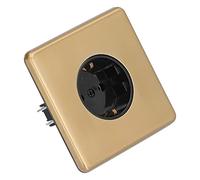 Aolidsive Prise Murale Standard Allemande, 16A 250V Panneau en Acier | Accessoire d\'alimentation encastré, conducteur en bronze étain-phosphore, borne à grand trou, finition brillante,