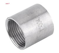 Aolidsive Raccord de Tuyau en Acier Inoxydable 304, Connecteur de Tuyau BSP Femelle X Femelle, Douille Filetée de 1 Pouce, 2 Filetages d'extrémité, Raccord Droit pour la Réparation de Tuyaux (1")