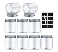 Aoligei Bocaux en Plastique 9 Pcs, Bocal de Stockage, Réservoir de Stockage en Plastique pour Aliments secs et Slime, sans BPA, Réservoir en Plastique de Stockage d'artisanat(250ml)