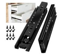 AOLISHENG Glissiere pour tiroir 350 mm Glissière de tiroir latéral rail coulissant coulisse tiroir sortie totale à bille pour placard et cuisine 45 kg Charge Noir 1 Paire(2 pièces)