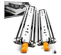 AOLISHENG Glissiere Pour Tiroir Charge Lourde 350 mm Avec Serrure 220 kg Pour Camping & Car Van Garage Coulisse Sortie Totale Rail Coulissant Industriel Glissière a Bille Latéral 1 Paire(2 pièces)