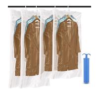 Aolso Sacs de Rangement sous Vide Suspendus pour vêtements, 4Pcs | Housse sous Vide pour costumes, manteaux, vestes, Economisez 80% d'espace, Organisateur de placard, 135x70cm*2+110x70cm*2