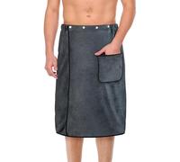 Aomig Serviette à Sauna pour Kilt Homme, Drap de Bain Grande Taille, Serviette de Bain à Boutons, Adaptée à La Salle de Sport, à La Douche, Au Sauna, Au Spa et à La Plage (Gris Foncé-80 Cm X 150 Cm)