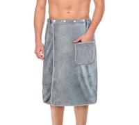 Aomig Serviette à Sauna pour Kilt Homme, Drap de Bain Grande Taille, Serviette de Bain à Boutons, Adaptée à La Salle de Sport, à La Douche, Au Sauna, Au Spa et à La Plage (Gris Clair-80 Cm X 150 Cm)