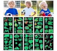 Aomig Tatouage Temporaire Enfant, 20 Feuilles Brillent Dans le Noir Lumineux Tatouage Sticker Ephémère, Fluorescent/Ordinaires Mixte Tatouages Ephemere Kit, Cadea Décoration de Fête Garçon Fille
