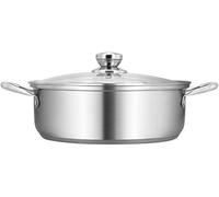AOMNTFPD Sauteuse en acier inoxydable de 32 cm avec couvercle en verre, grande capacité, surface de cuisson antiadhésive