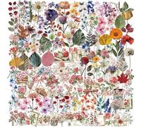 AOMZKOL 150 Autocollants Fleurs Scrapbooking, Stickers Floral Vintage pour Carnet, Papeterie Créative Adulte, Décoration Lettres DIY - 4-8 cm