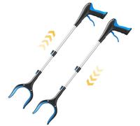 AONEGOLD Pince Ramasse-Objet Télescopique 5 Niveaux Réglable 58-104 cm, Grappin Long Magnétique, Outil de Jardin pour Ramasser Feuilles et Déchets (Bleu Lot de 2)