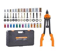 AONEGOLD Riveteuse Manuelle pour Écrou à Sertir 41 cm, Pince à Insert Fileté avec 13 Mandrins et 186 Écrous de 13 Tailles, Outil à Riveter avec Bouton de Dérivetage