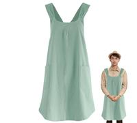 AONEGOLD Tablier croisé pour femme avec poches, tablier en coton lin doux style japonais, tablier de cuisine et pâtisserie, idéal pour le jardinage