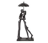 Aoneky Statuette Couple - Sculpture en Fer - Statue Amour - Décoration de Maison ou de Bureau (s'embrasser sous Le Parapluie)