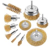 Aongray Lot de 10 brosses à fil de forage en laiton, brosse à pot et brosse à tube pour nettoyer la rouille, enlever la peinture et nettoyer le bois (doré)
