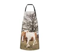 AOOEDM Tablier de poney mignon avec un arbre nu isolé Tabliers réglables avec 2 poches pour femmes hommes Tablier imperméable pour cuisine peinture jardinage