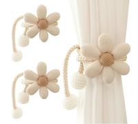 AOOPOO Lot de 2 Embrasse à Rideaux Corde en Forme de Fleur de Dessin Animé avec Boule de Perle pour Enfant Attache de Rideau Fleurs Mignon Boucle à Rideaux pour Décoration de Chambre d'enfant