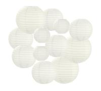 AOOSA Lanternes Papier, 12 Suspension Rondes Lampions Chinois, Blanc | 25/20/15/10 cm Boule Lanterne Papier Decoration pour Décoration de Jardin, Fêtes, Mariages, Festivals