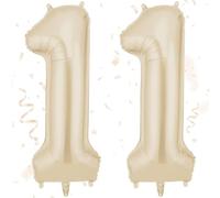 AOOSU Ballon d'Anniversaire 11 Ans Couronne Blanc Laiteux, Foil Ballon Numéro Chiffre 101cm, Gonflable Hélium, Deco Anniversaire 11 Ans Grand Ballons pour Fête Party Mariage