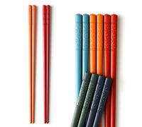 AOOSY Lot cadeau de 5 paires de baguettes chinoises en fibre de verre, multicolores, réutilisables; passent au lave-vaisselle, baguettes japonaises de 24 cm (5 couleurs)