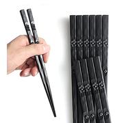 AOOSY Lot de 5 paires de baguettes en fibre de verre - Passe au lave-vaisselle - Style japonais - Beau design - Antidérapantes - En alliage noir - Avec boîte cadeau