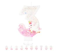 AOOWU Bougie Anniversaire Chiffre 3 Licorne, 3D Rose Bougie Numéro Licorne | Gâteau Topper Bougies à Chiffre, Bougie Chiffre Pailletée pour Décoration de Gâteau Fille, Enfants Décoration Fête