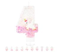 AOOWU Bougie Anniversaire Chiffre 4 Licorne, 3D Rose Bougie Numéro Licorne | Gâteau Topper Bougies à Chiffre, Bougie Chiffre Pailletée pour Décoration de Gâteau Fille, Enfants Décoration Fête