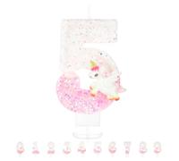 AOOWU Bougie Anniversaire Chiffre 5 Licorne, 3D Rose Bougie Numéro Licorne | Gâteau Topper Bougies à Chiffre, Bougie Chiffre Pailletée pour Décoration de Gâteau Fille, Enfants Décoration Fête